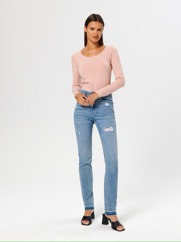 Дамска класическа памучна блуза Haylis, цвят Праскова