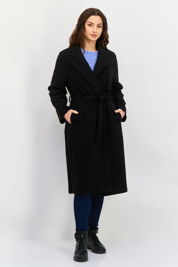 Дамско вълнено палто Есен-Зима 2025-2026, черно