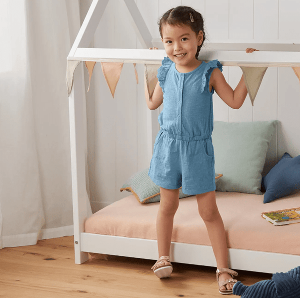 Памучен гащеризон за момиче, син