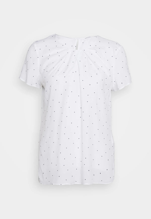 Seidensticker Women's elegant short-sleeved blouse, white with black polka dots