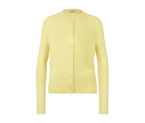 Дамска жилетка от фино плетиво, жълта, S 36/38