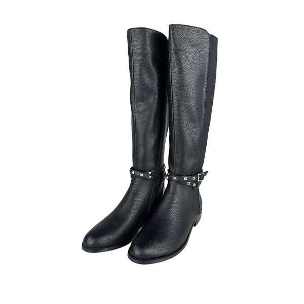 Дамски високи ботуши с декоративни каишки Loretta by Loretta, черни, 39