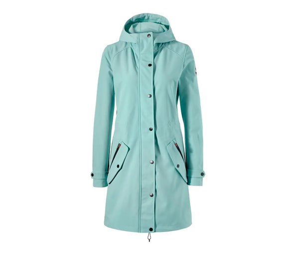 Дамско софтшел ветроустойчиво палто, тюркоаз-зеленo, 36