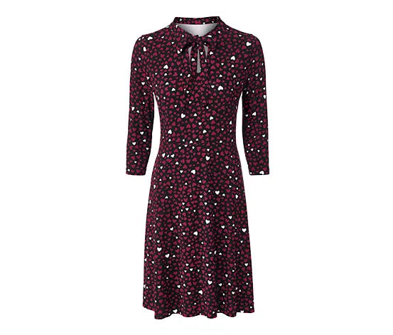 Рокля от трико с десен сърце, L 44/46