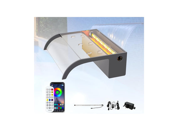 LONGRUN LED Акрилен водопад за езеро и басейн 30 см с Bluetooth управление