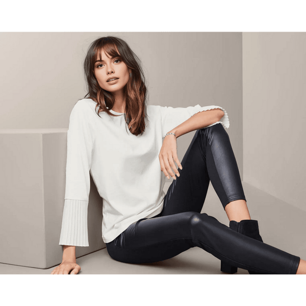 Риза с полу-ръкав и прикачени плисета, бяла, S 36/38