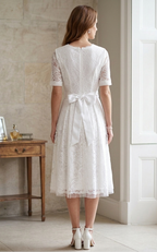 Apart Formal lace dress with short sleeves, white