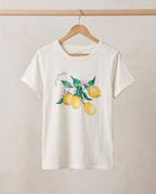 Дамска памучна тениска с къс ръкав "Sunny Lemons", бяла