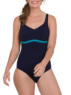 Дамски цял бански Speedo Contourluxe – тъмносин с тюркоазени акценти