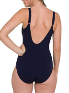 Дамски цял бански Speedo Contourluxe – тъмносин с тюркоазени акценти