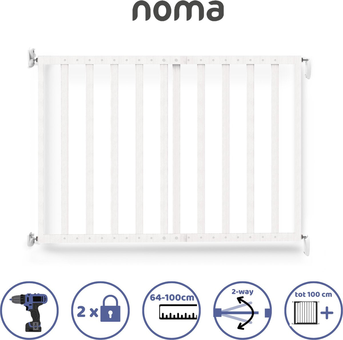 Noma Дървена предпазна преграда за стълби и врати 62–100 см