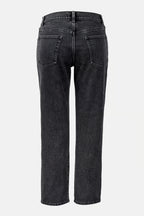 High-waisted cotton casual jeans, black 