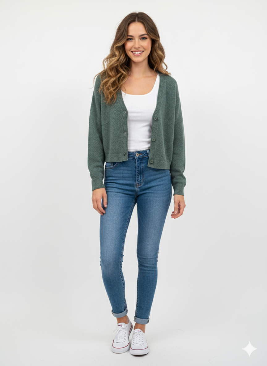 Fire &amp; Glory Women's Autumn-Winter Thick Cardigan with Multicolored Stripes