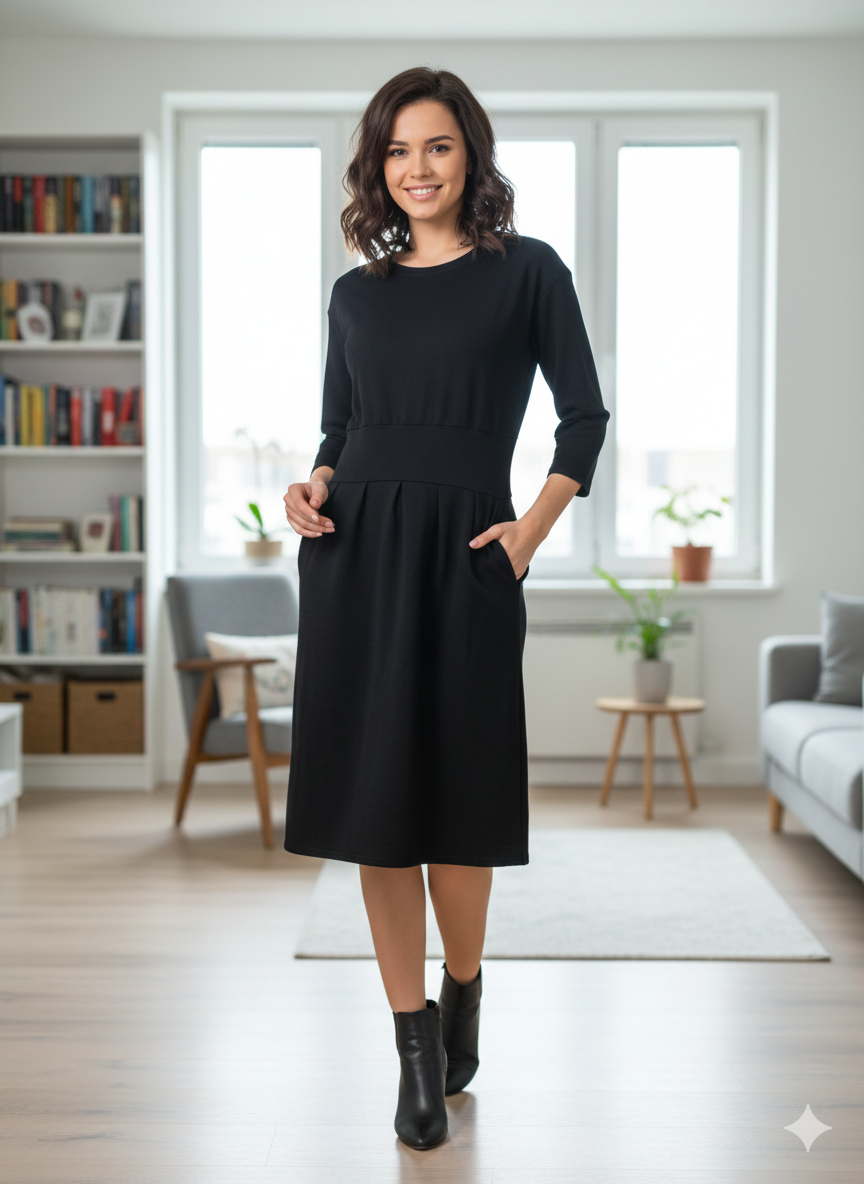 Women's cotton wrap dress Numinou, black