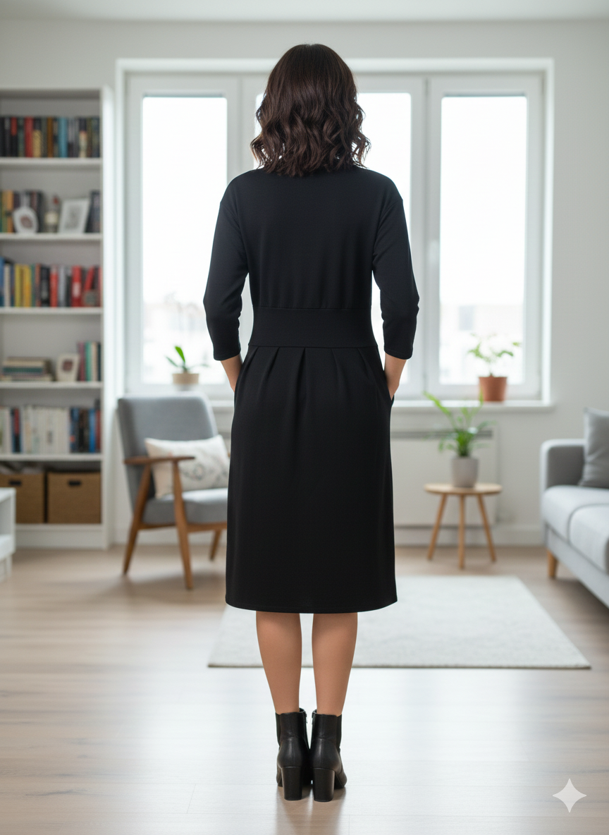 Women's cotton wrap dress Numinou, black