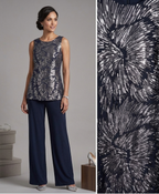 Вечерен дамски гащеризон с пайети Vera Mont, тъмно син