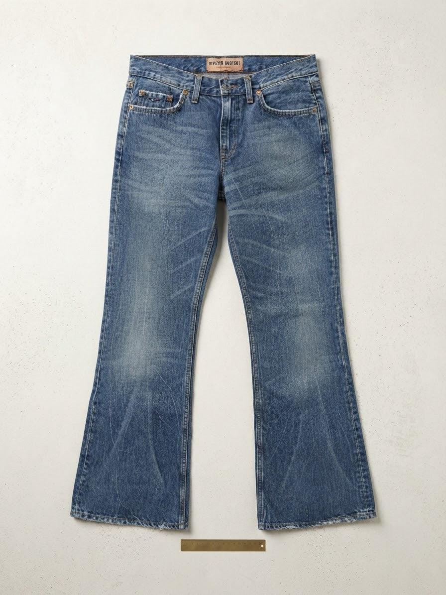 Tommy Hilfiger Дамски памучни дънки Hipster Bootcut, син деним