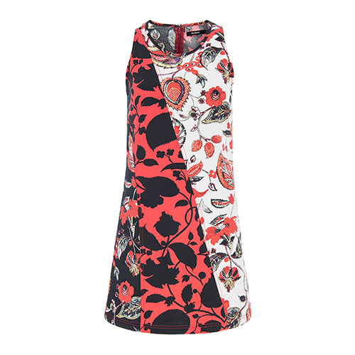 Desigual Дамска лятна рокля от памук и лен, принт с разноцветни мотиви