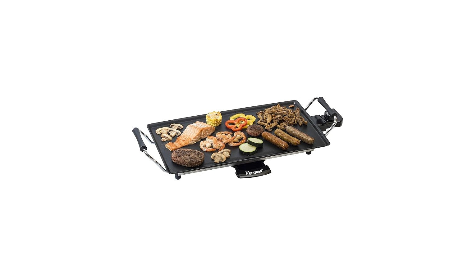 BESTRON ABP602 Електрическа скара/грил за печене 2000 W, черна 47х26 см