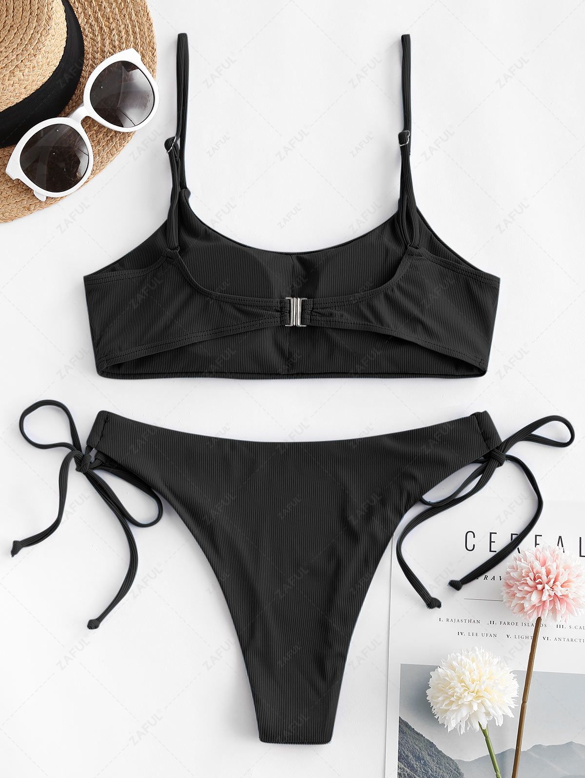Дамски рипсен бански ZAFUL с връзки отстрани