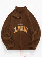 ZAFUL Мъжки поларен суитшърт, кафяв с принт CALIFORNIA