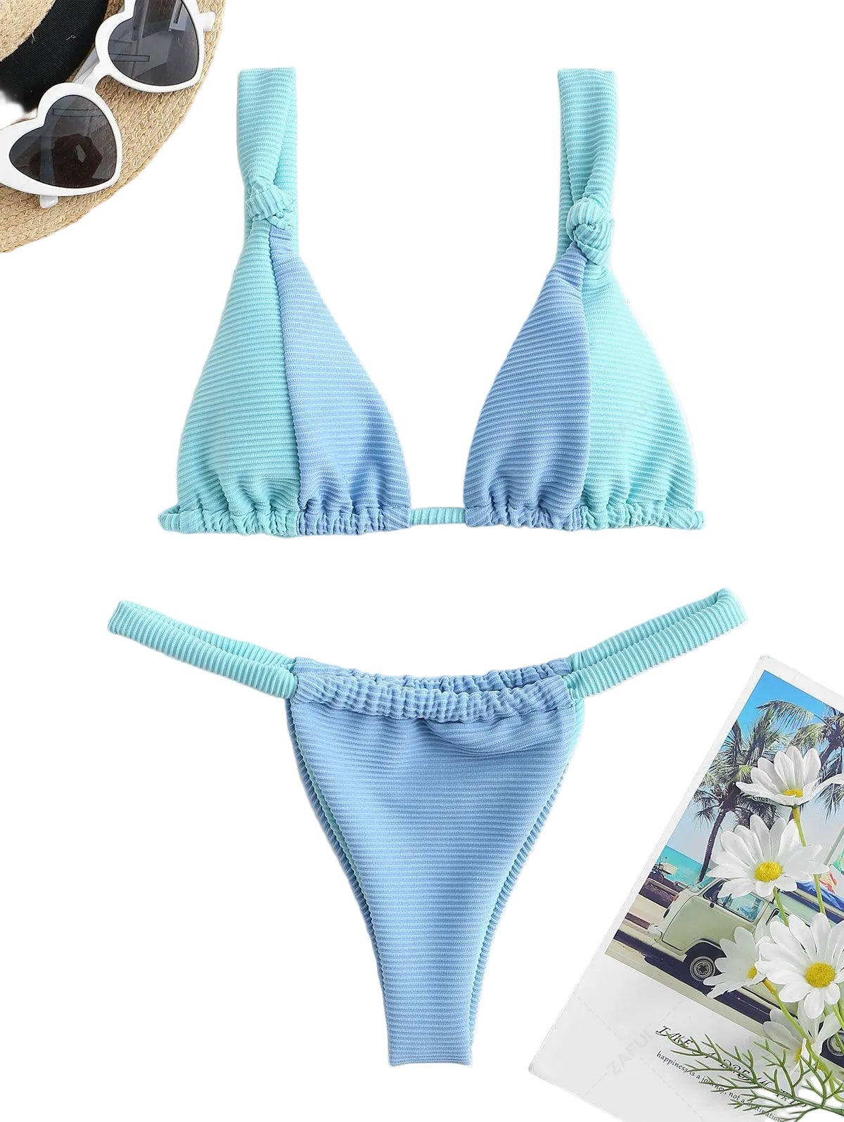 Zaful Embossed Two-Piece Swimsuit Summer 2025, Green