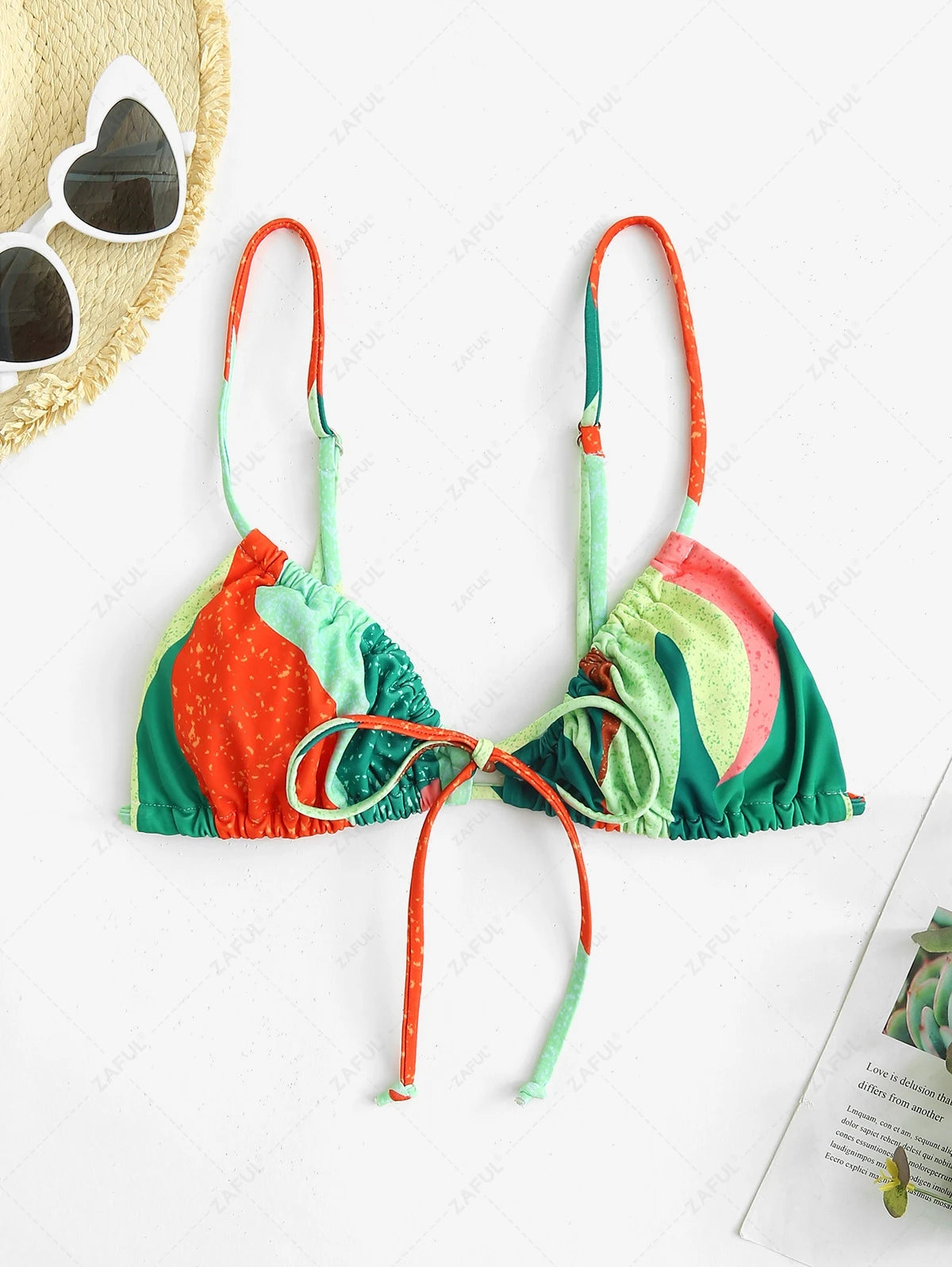 Zaful Бански комплект горнище и долнище, разноцветен