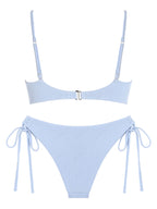 Zaful Two-piece swimsuit, ribbed bustier, light blue