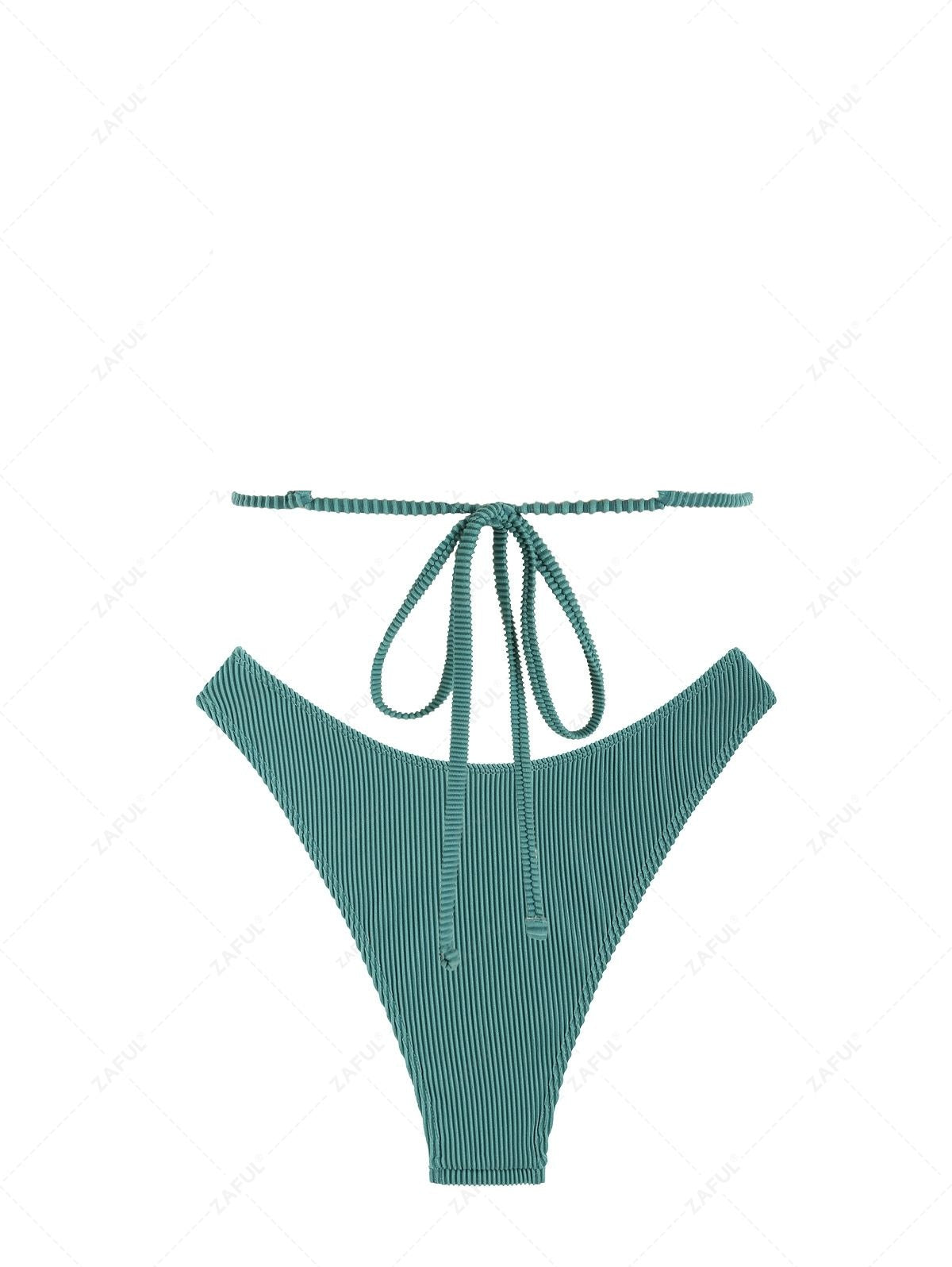 Zaful Two-piece swimsuit, ribbed bustier, light blue
