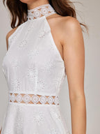 Дамска памучна рокля с дантела ZAFUL, бяла