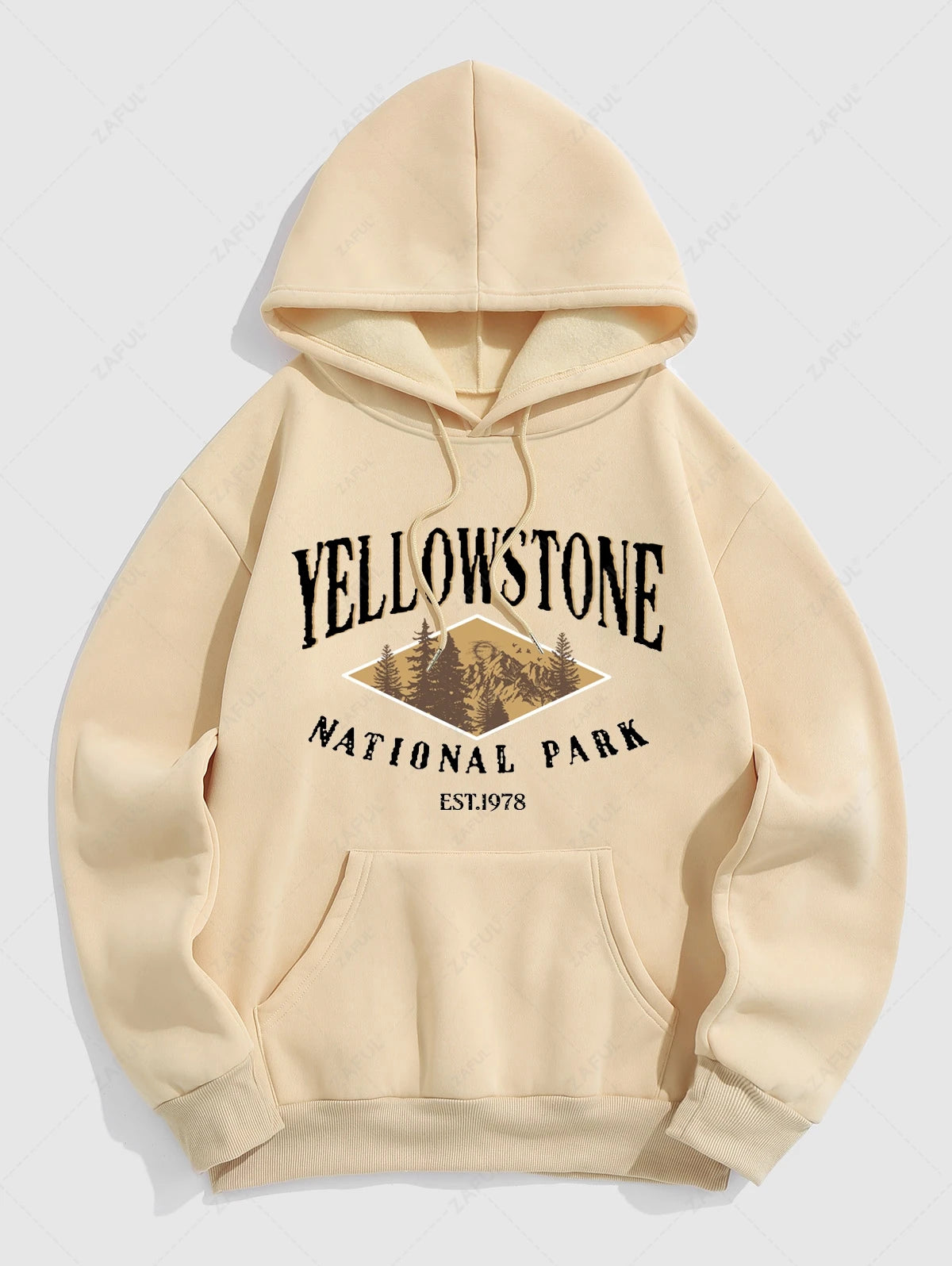 ZAFUL Мъжки ватиран суитшърт с принт YELLOWSTONE