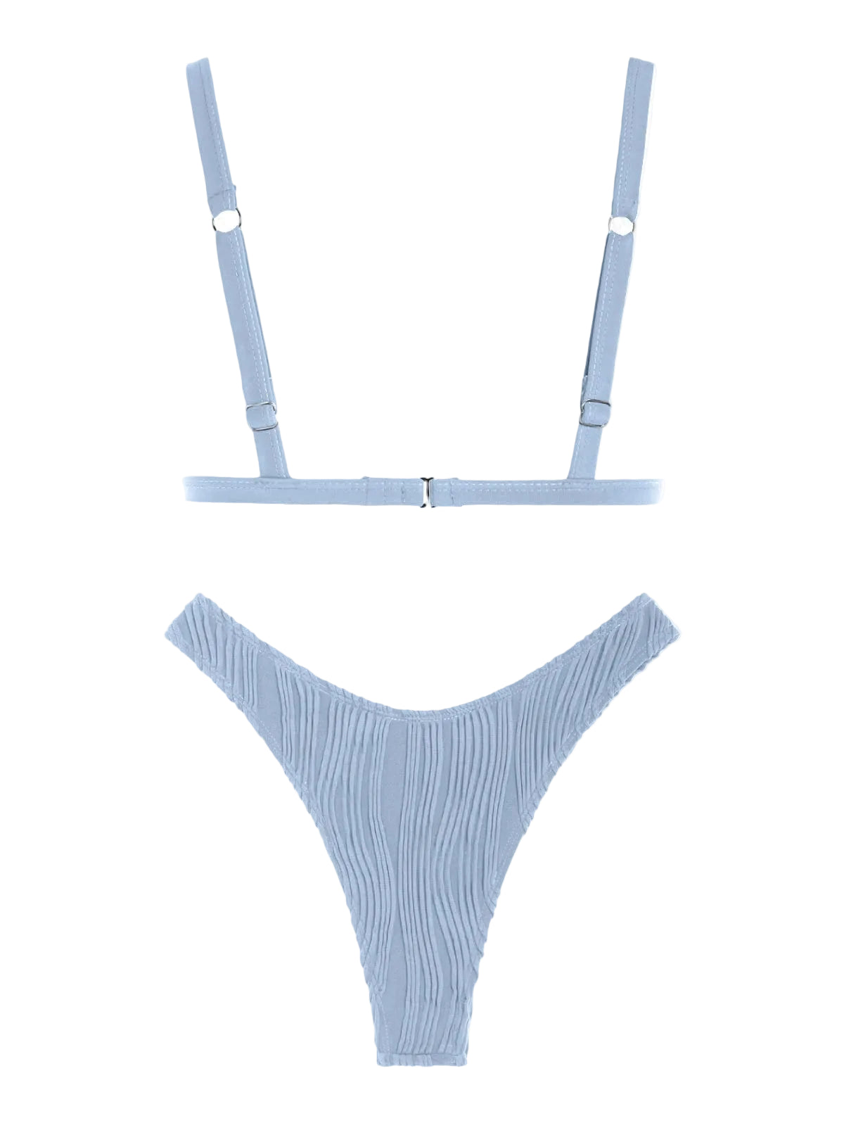Zaful Two-piece swimsuit, ribbed bustier, light blue