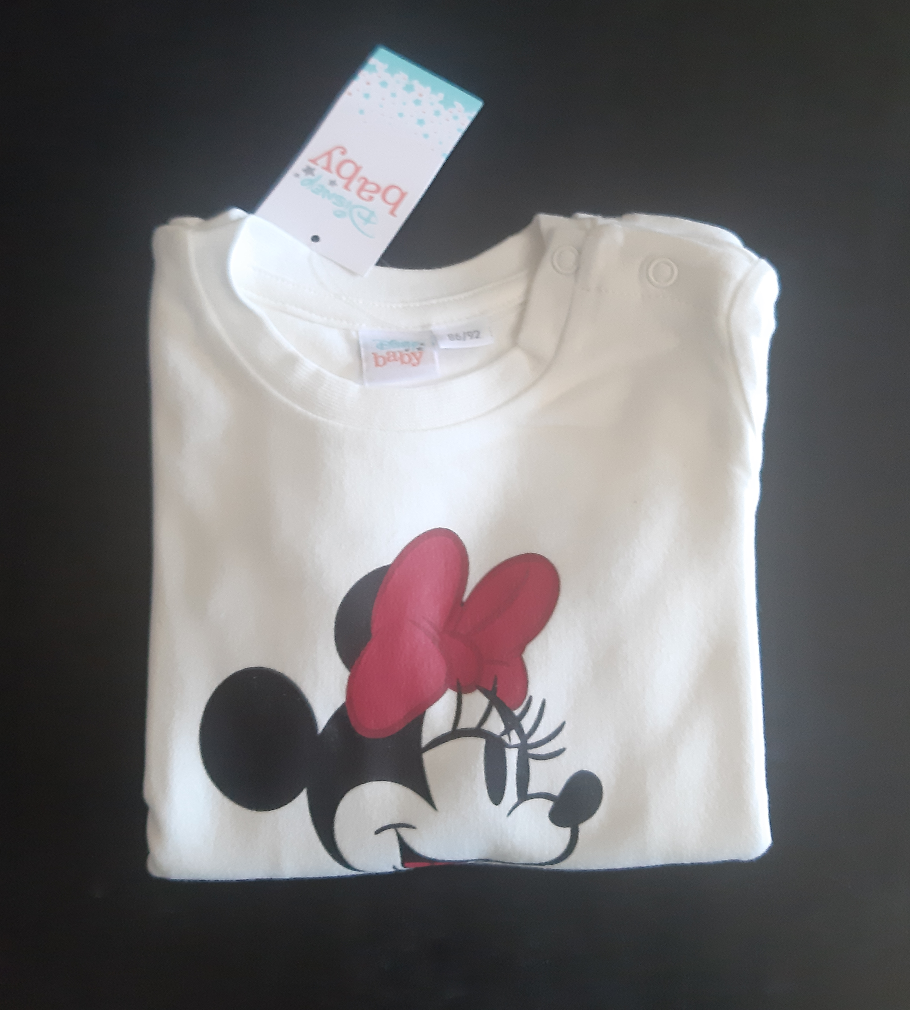 Disney Baby 2 бр. Детски памучни блузи Мики и Мини Маус, бели