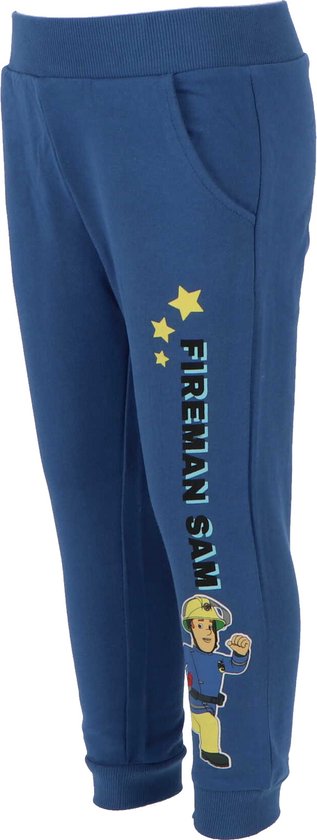 Детски еластичен спортен панталон, тъмно син с щампа Fireman Sam