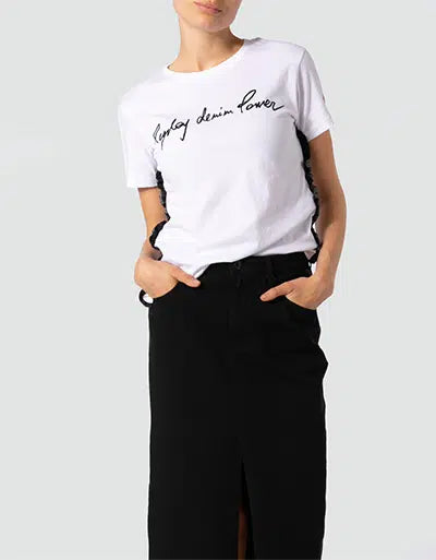 Replay women's t-shirt with ruffles and print
