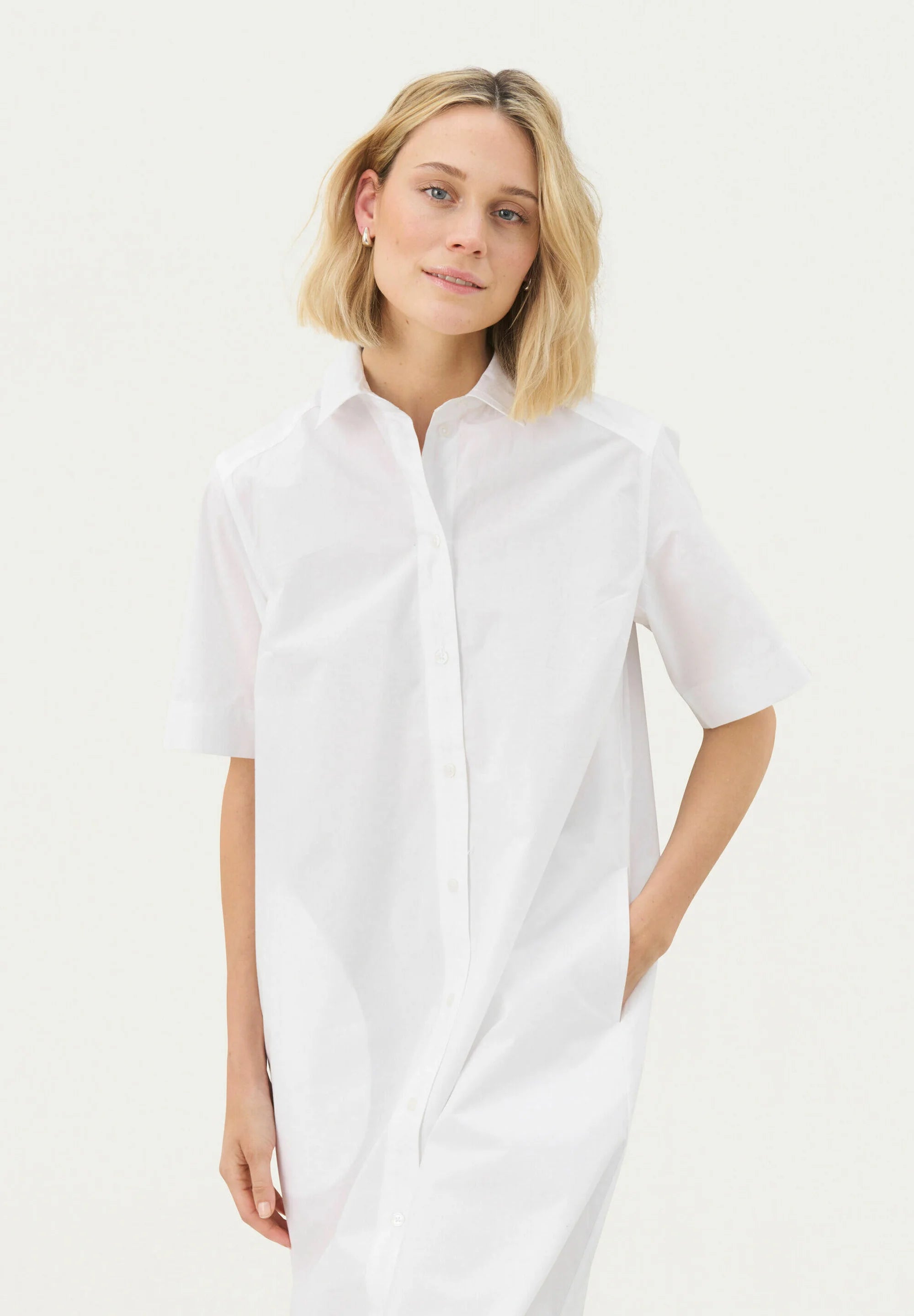 VERO MODA Women's cotton shirt dress, white