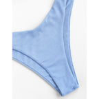 Zaful Two-piece swimsuit, ribbed bustier, light blue