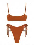 Zaful Bikini Top with Rings, Brown