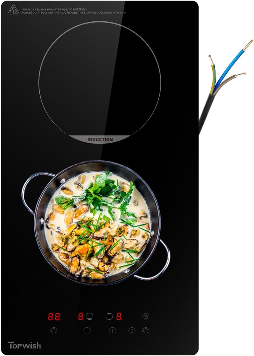 Индукционен плот TOPWISH с 2 зони, 3500W, Boost функция и Touch управление