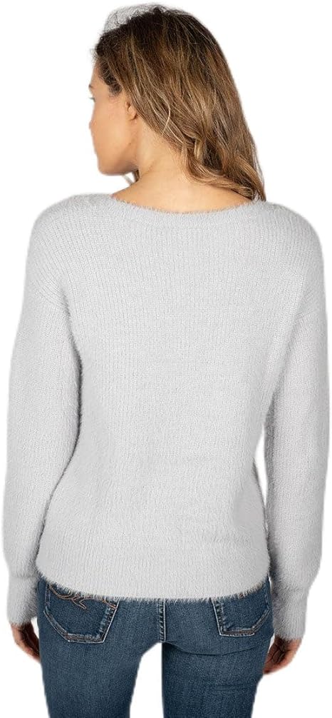 Дамски пуловер с обло деколте Trussardi Jeans, сив