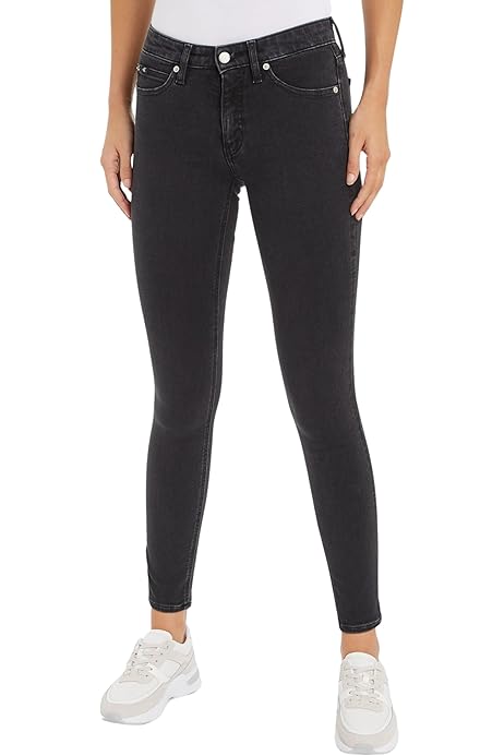 Дънки Calvin Klein – Mid Rise Super Skinny Jeans, черни
