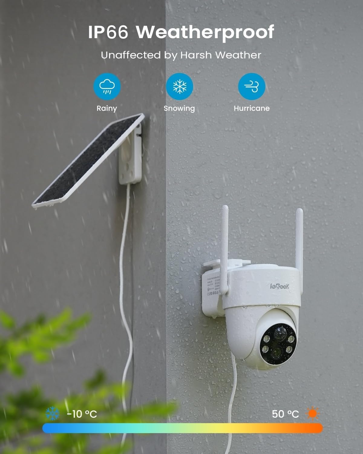 ieGeek S5 2K Соларна Wi-Fi IP Камера за Външно Наблюдение с 360° PTZ, Цветно Нощно Виждане, AI Разпознаване и Двупосочно Аудио