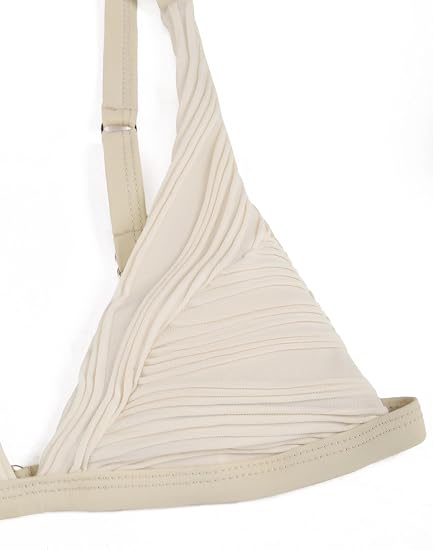 Zaful Two-piece swimsuit, ribbed bustier, light blue