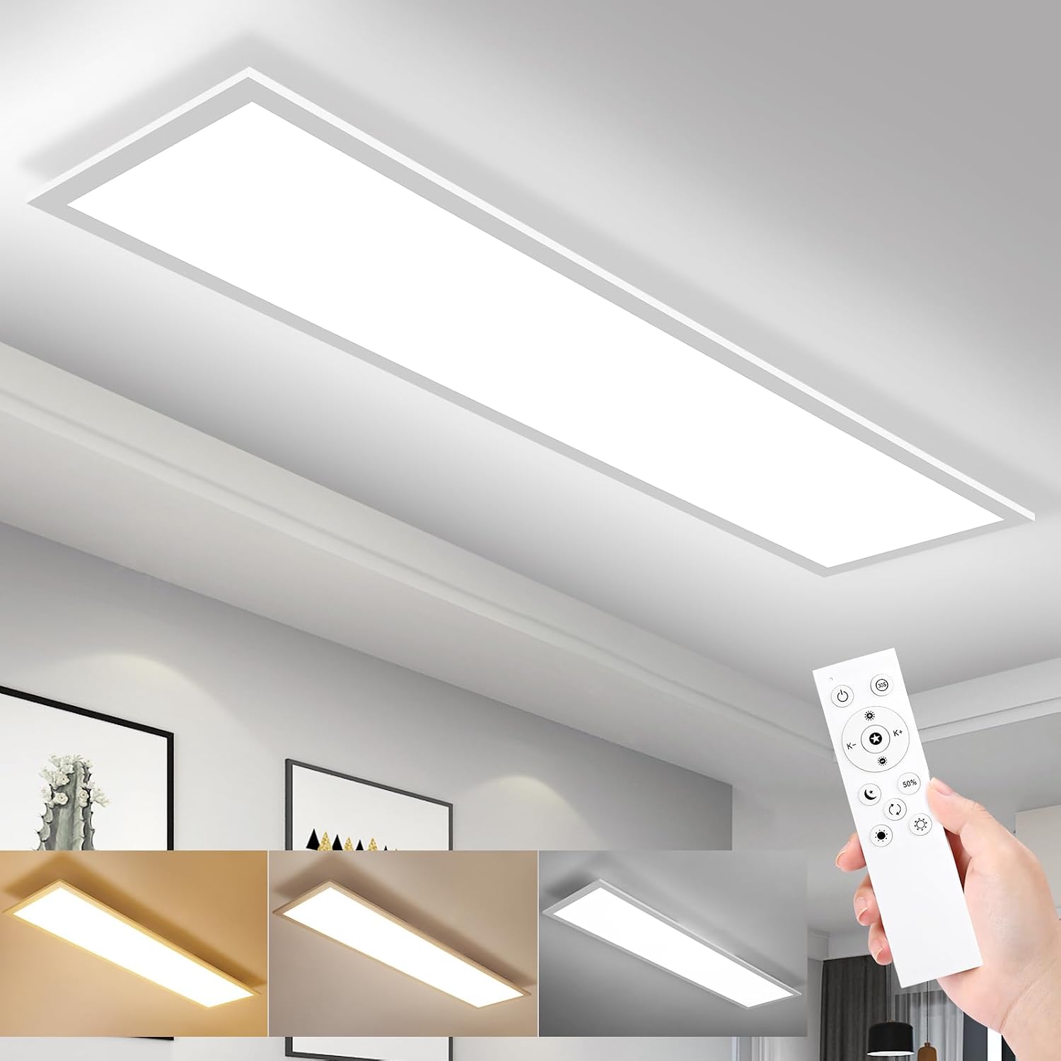 LED Панел за таван 100x25 см 30W димируем с дистанционно управление