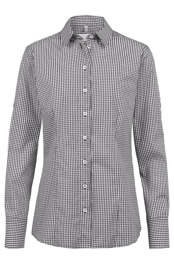 Women's cotton shirt By Mi, white-black check