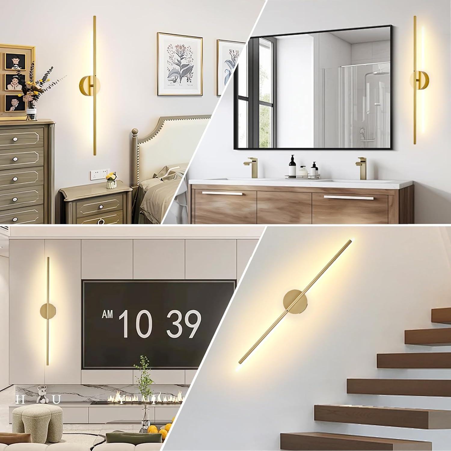 Pinrutar LED стенни лампи – комплект от 2 бр., безжични, с дистанционно и 15 цвята