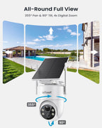 ieGeek S5 2K Соларна Wi-Fi IP Камера за Външно Наблюдение с 360° PTZ, Цветно Нощно Виждане, AI Разпознаване и Двупосочно Аудио