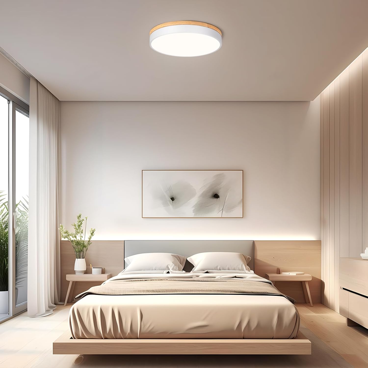 LED лампа 40 см 36W 4000K с дървесен дизайн за таван