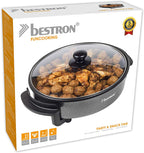Bestron AHP1200 Електрически тиган с незалепващо покритие и стъклен капак 1500 W / 28,5 см, черен