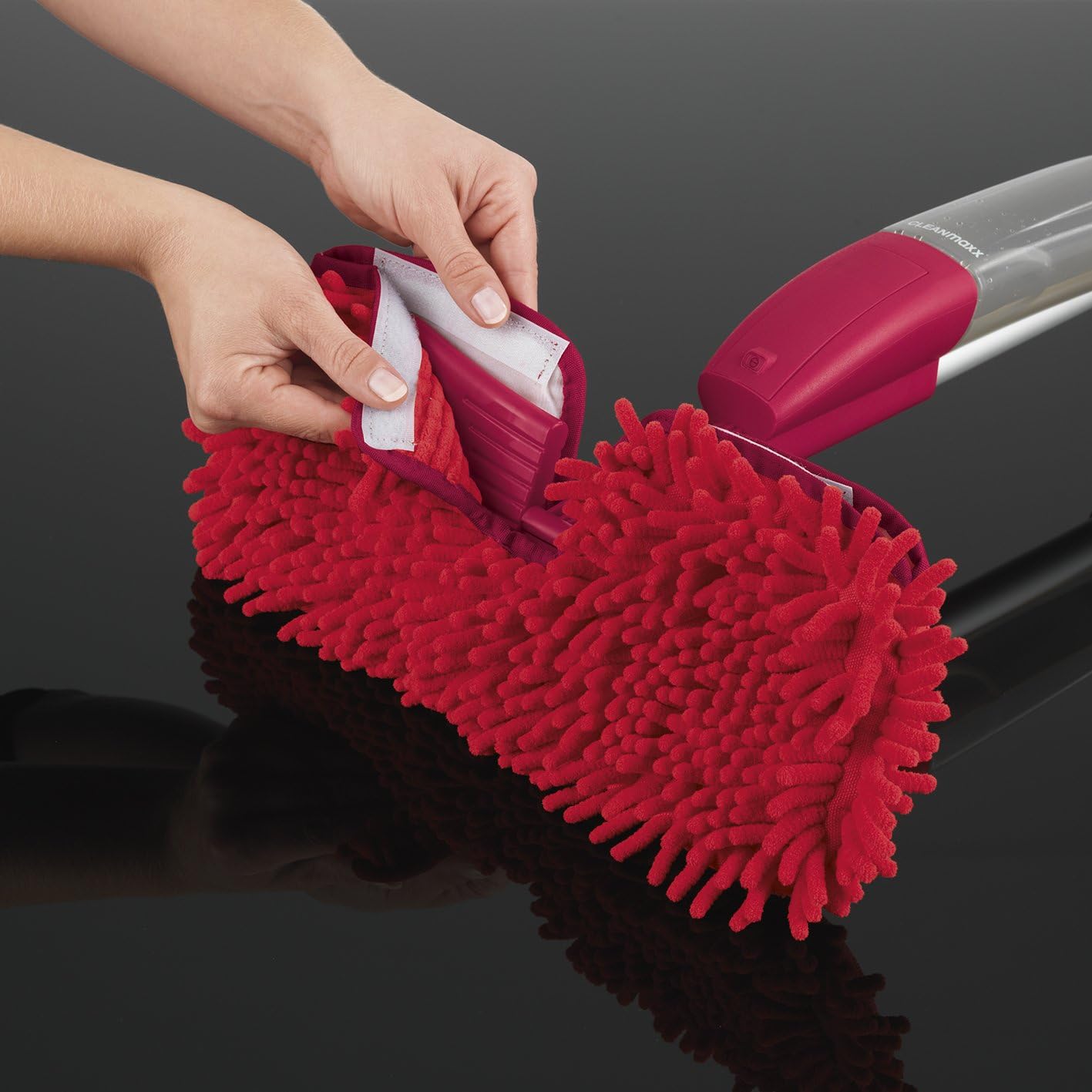 CLEANmaxx Двустранно движещ се моп-спрей за мокро и сухо почистване, червен